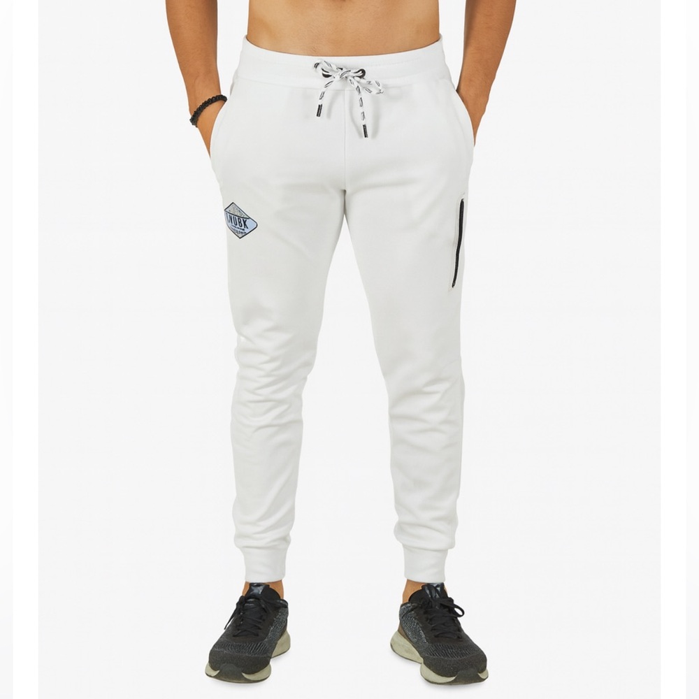 Reason White Jogger Pants with Black Accents